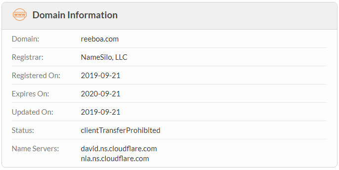 reeboa domain whois information